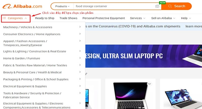 Tìm sản phẩm qua categories